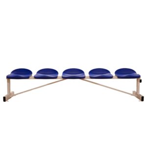 BANCO METÁLICO CON ASIENTOS AZUL PVC-5 PLAZAS- RESPALDO BAJO