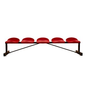BANCO METÁLICO CON ASIENTOS ROJO PVC -5 PLAZAS- RESPALDO BAJO