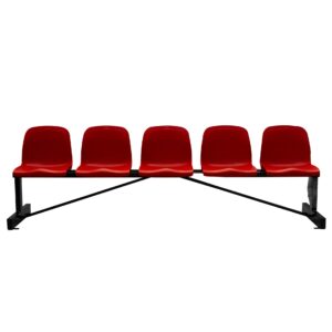 BANCO METÁLICO NEW CON ASIENTO ROJO PVC -5 PLAZAS- RESPALTO ALTO