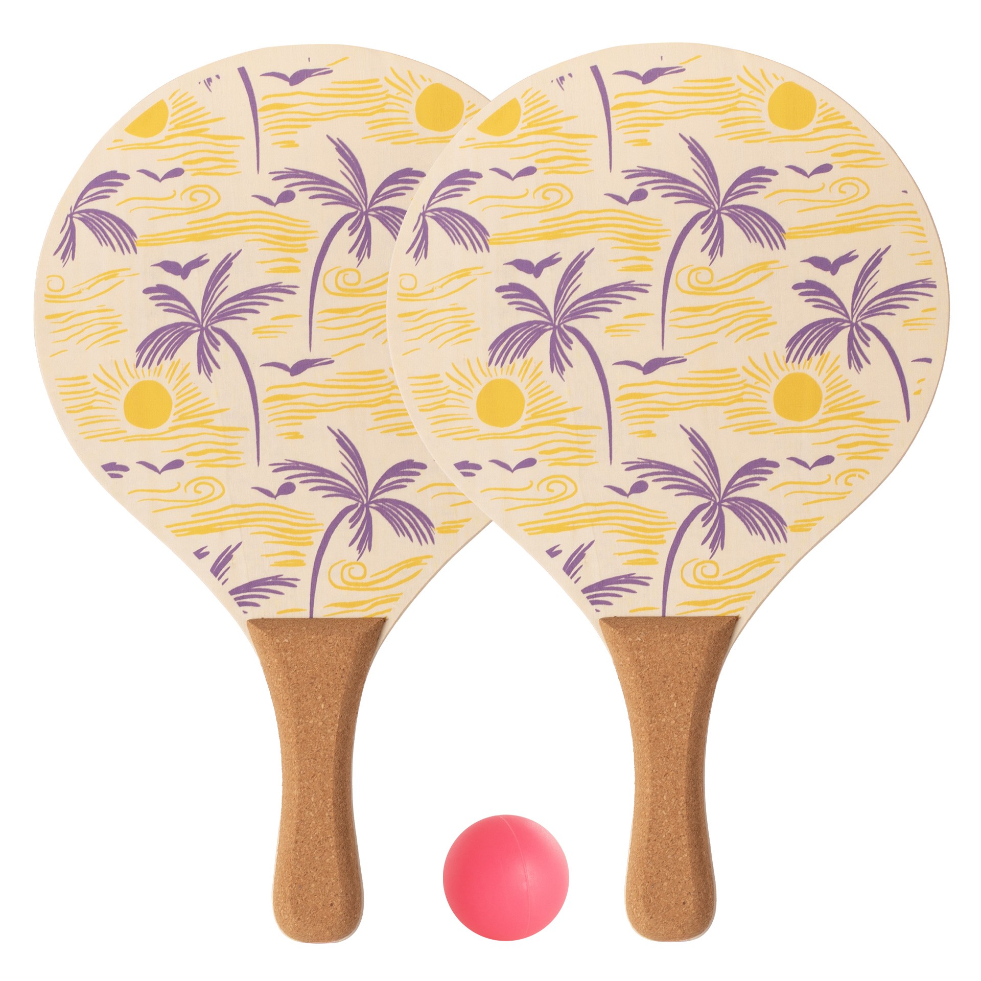 JUEGO DE PALAS DE PLAYA DE MADERA CON PELOTA SOFTEE PALM - Imagen 2