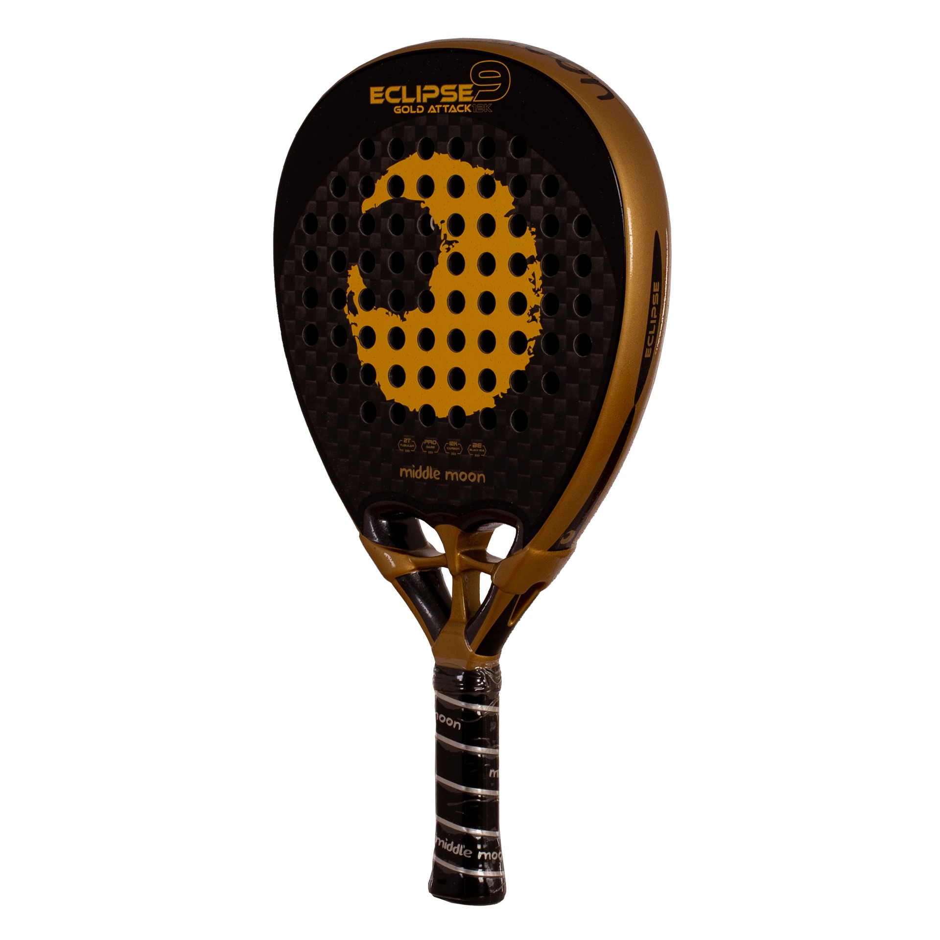 PALA DE PÁDEL MIDDLE MOON ECLIPSE 9 GOLD ATTACK 12K - Imagen 6